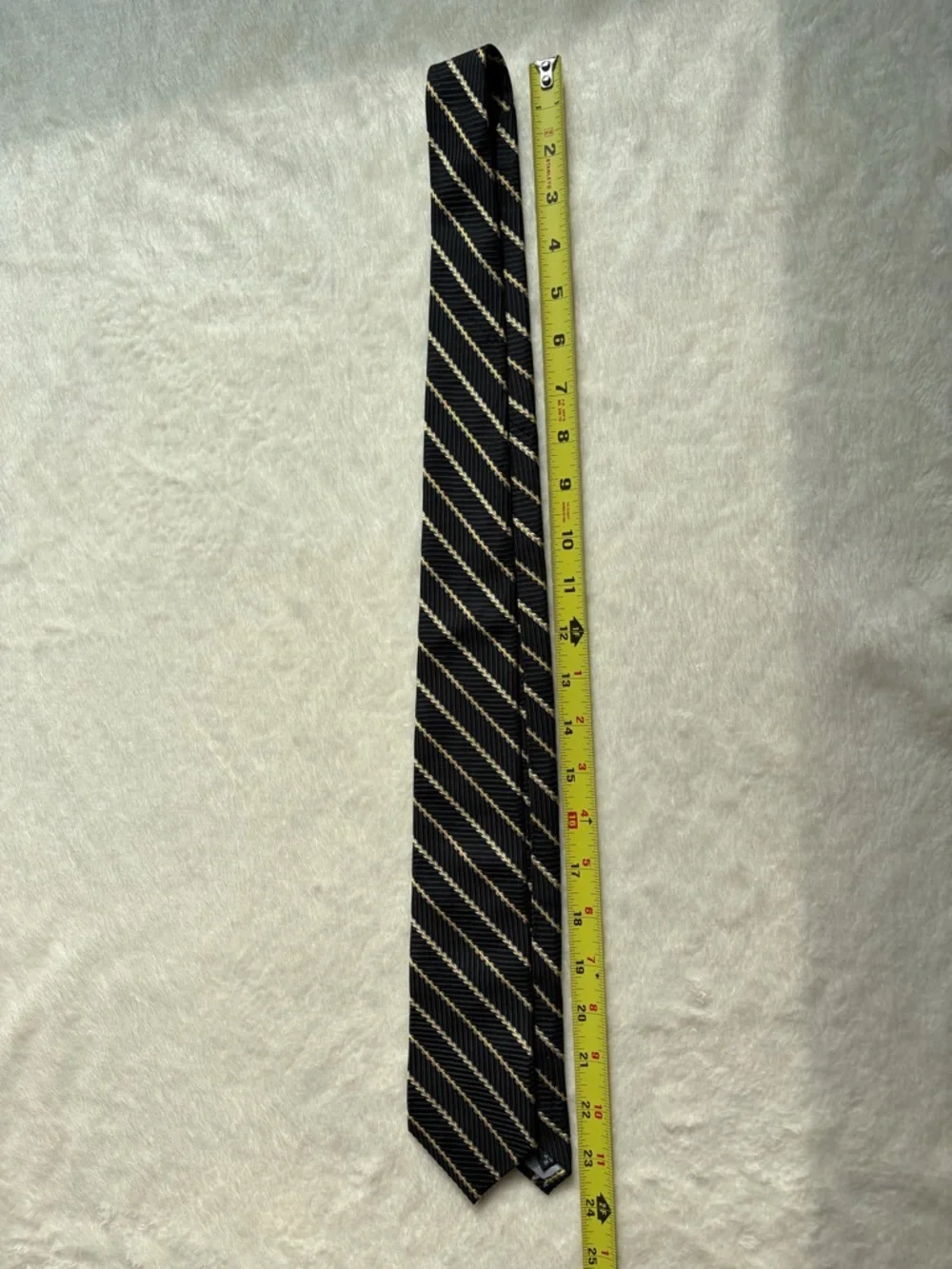 Vintage Paul Lawrence‎ Black Diagonal Stripe Necktie with Cream Accent
